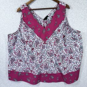 Lane Bryant Blouse Womens Sz 24 Sleeveless Multi Color Floral Flowy Dressy Top